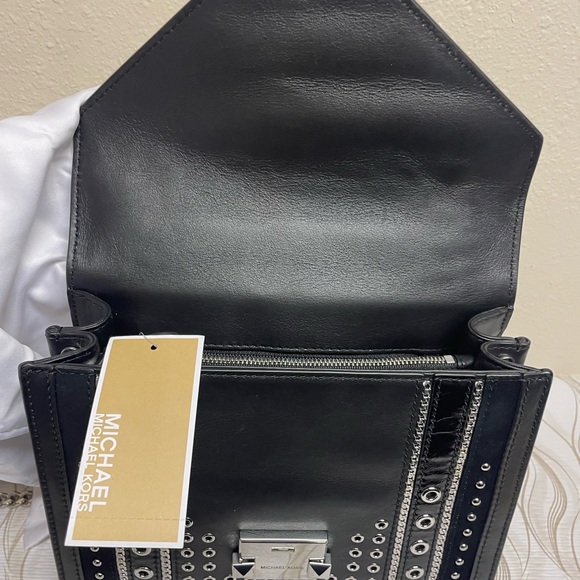 Michael Kors Black and Silver Studded and Grommeted Handbag - Picture 3 of 12